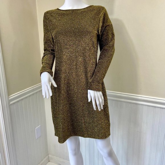 MICHAEL Michael Kors Metallic Cowl Back Gold Sheath Dress, M - Picture 10 of 16